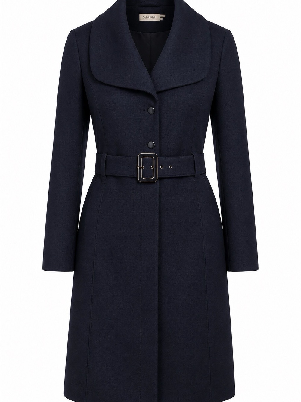 NWT Calvin Klein Black Midi Coat Dress with Belt size: 10